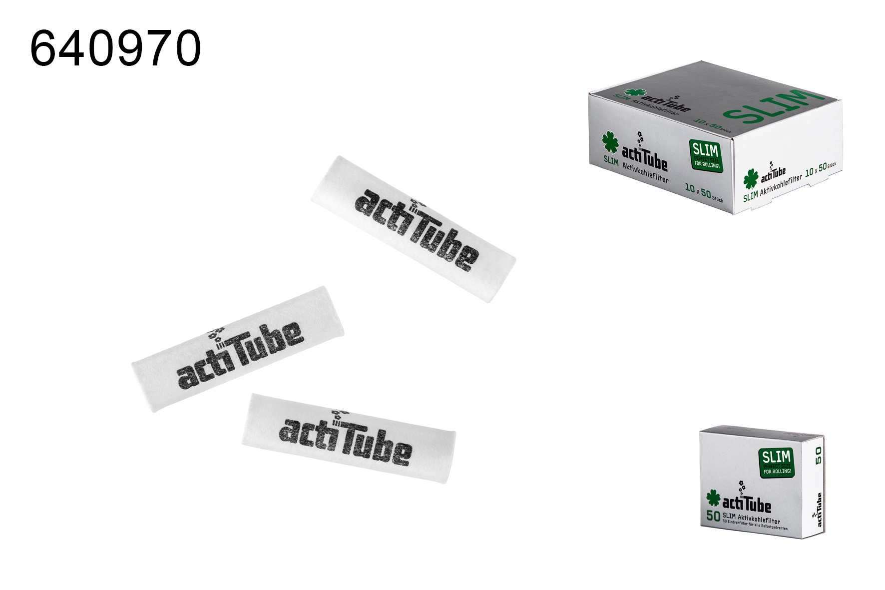 actiTube Aktivkohlefilter 1 x 50 Stück, 6 mm Ø, EXTRA SLIM