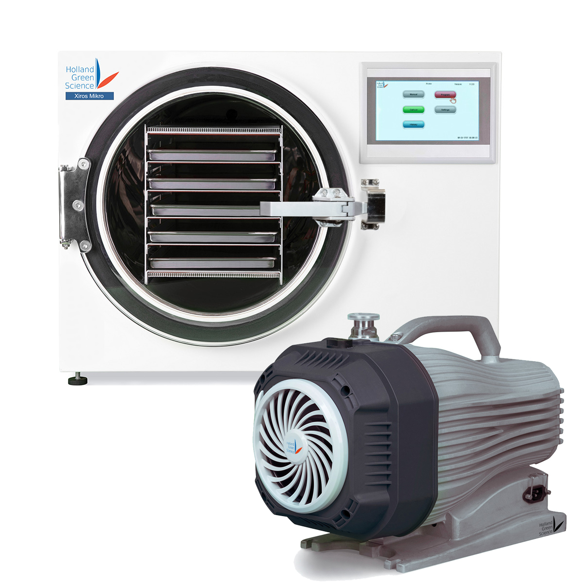 Holland Green Science Xiros Mikro Freeze Dryer + Anemos Dry Scroll Vacuum Pump