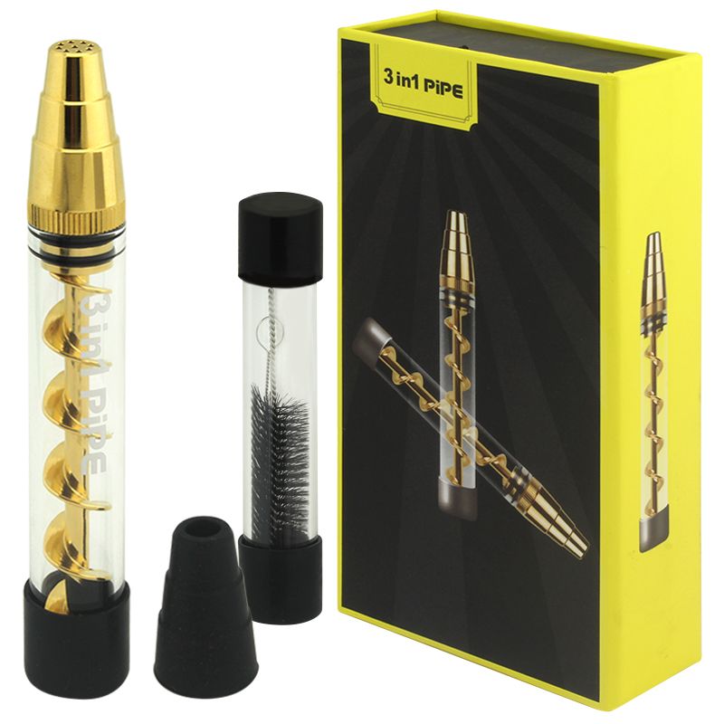 3 IN 1 GLASS TWIST PIPE BROWN