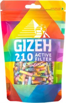 Gizeh ACTIV Aktivkohlefilter Slim, 210er Beutel, Rainbow, 6mmØ