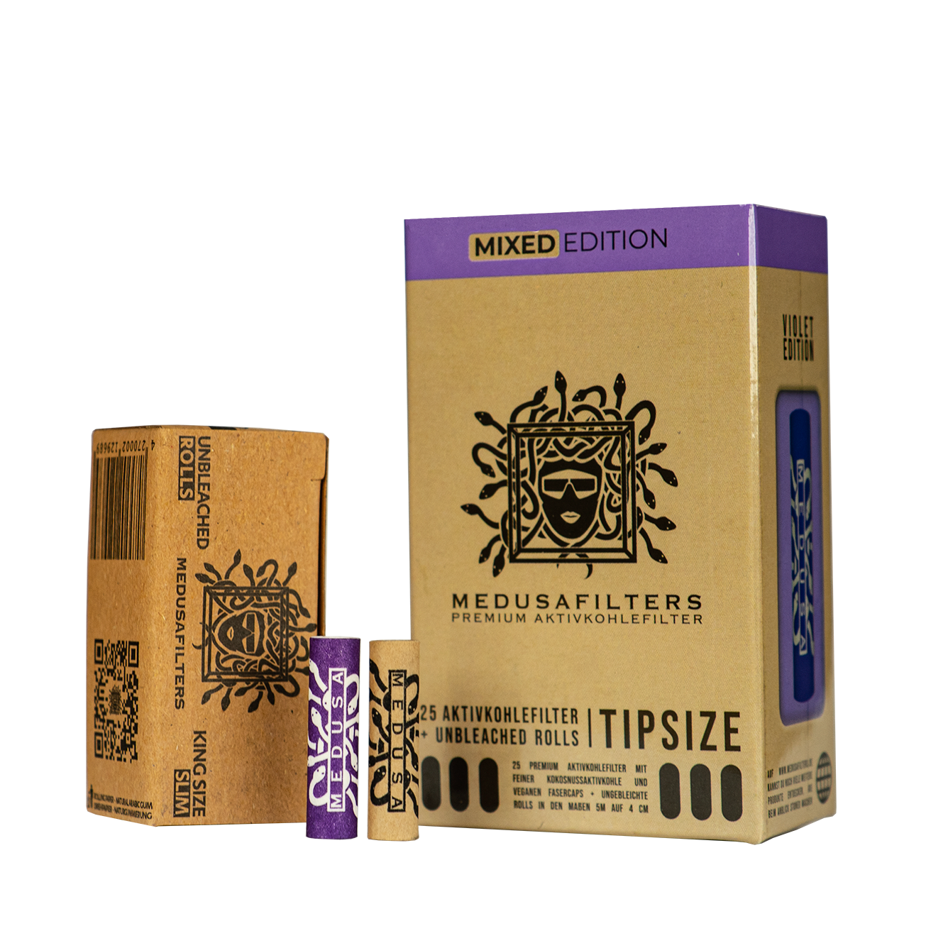 MedusaFilters - 2 Go - 25er Pack - Hybrid Aktivkohlefilter + 5m Rolls