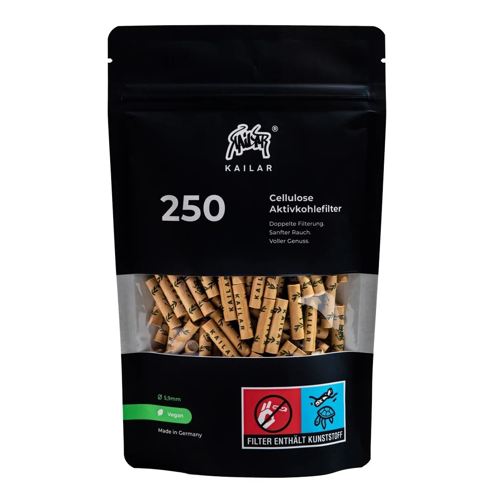 Kailar - 250 Slim Cellulose Aktivkohlefilter - Unbleached