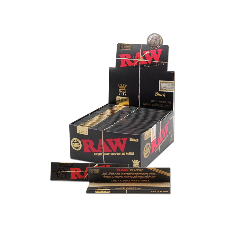 RAW BLACK PAPERS KING SIZE SLIM EXTRA FINE BOX