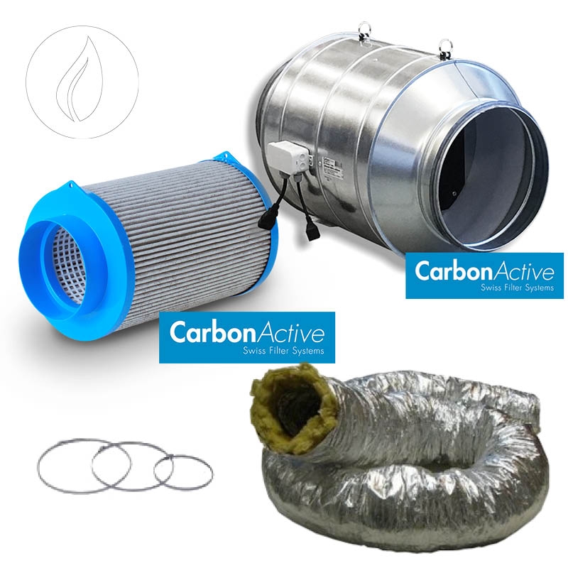 Abluftset Carbon Active Silent Tube 500m3/h 200mm Schallisoliert