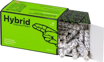 Hybrid Supreme Filters, 6,4 mm Ø, Aktivkohle+Cellulose,  55er Pack